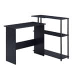 Black L Shape Writing Desk with Side Shelf