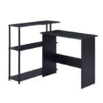 Black L Shape Writing Desk with Side Shelf