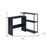 Black L Shape Writing Desk with Side Shelf