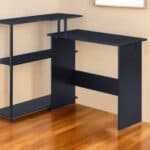 Black L Shape Writing Desk with Side Shelf