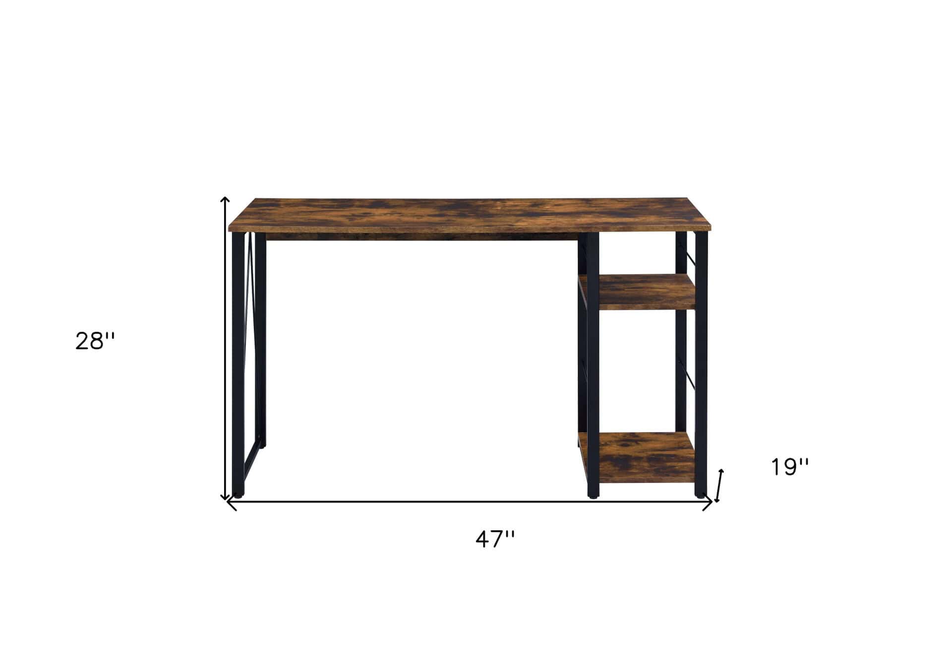 Classic Brown and Black 47-Inch Writing Desk with Shelves 8 Classic Brown and Black 47-Inch Writing Desk with Shelves