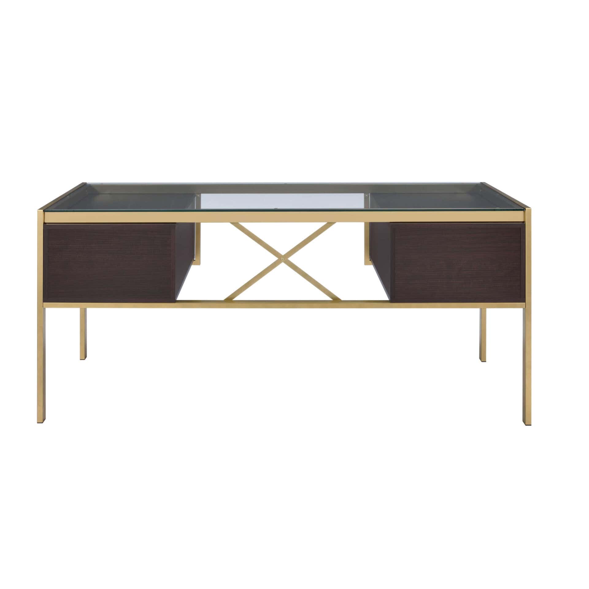 Clear and Gold Glass Writing Desk With Four Drawers 4 Clear and Gold Glass Writing Desk With Four Drawers - Image 4