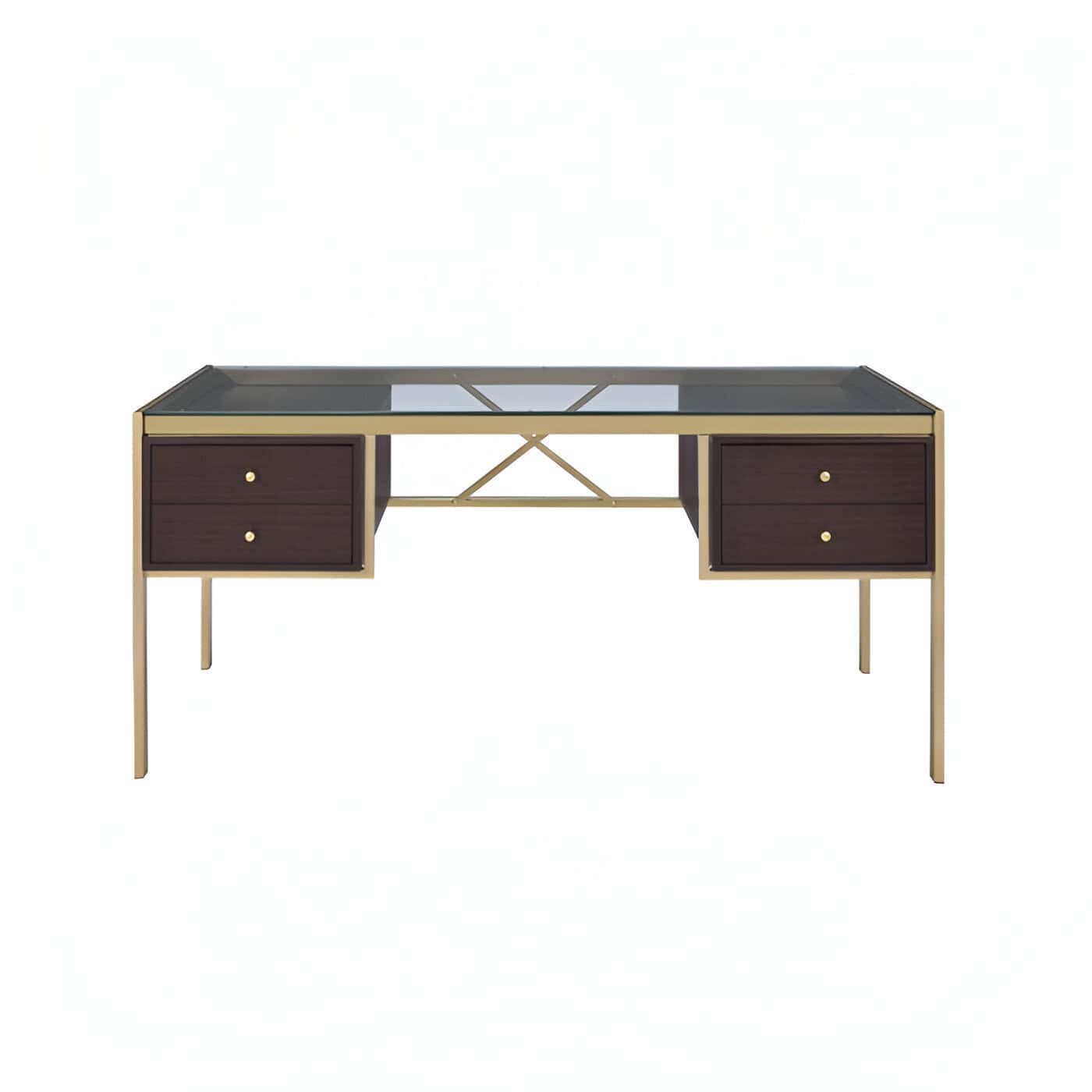 Clear and Gold Glass Writing Desk With Four Drawers 2 Clear and Gold Glass Writing Desk With Four Drawers - Image 2