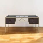 Clear and Gold Glass Writing Desk With Four Drawers 7 Clear and Gold Glass Writing Desk With Four Drawers