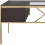 Clear and Gold Glass Writing Desk With Four Drawers 11 Clear and Gold Glass Writing Desk With Four Drawers