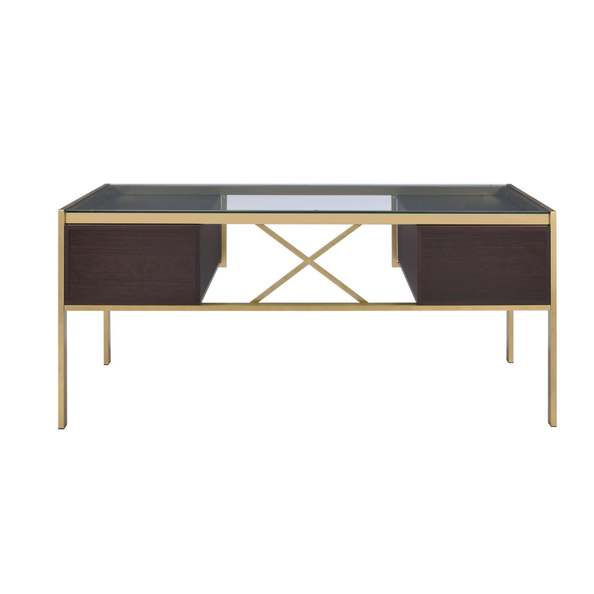 Clear and Gold Glass Writing Desk With Four Drawers 3 Clear and Gold Glass Writing Desk With Four Drawers - Image 3