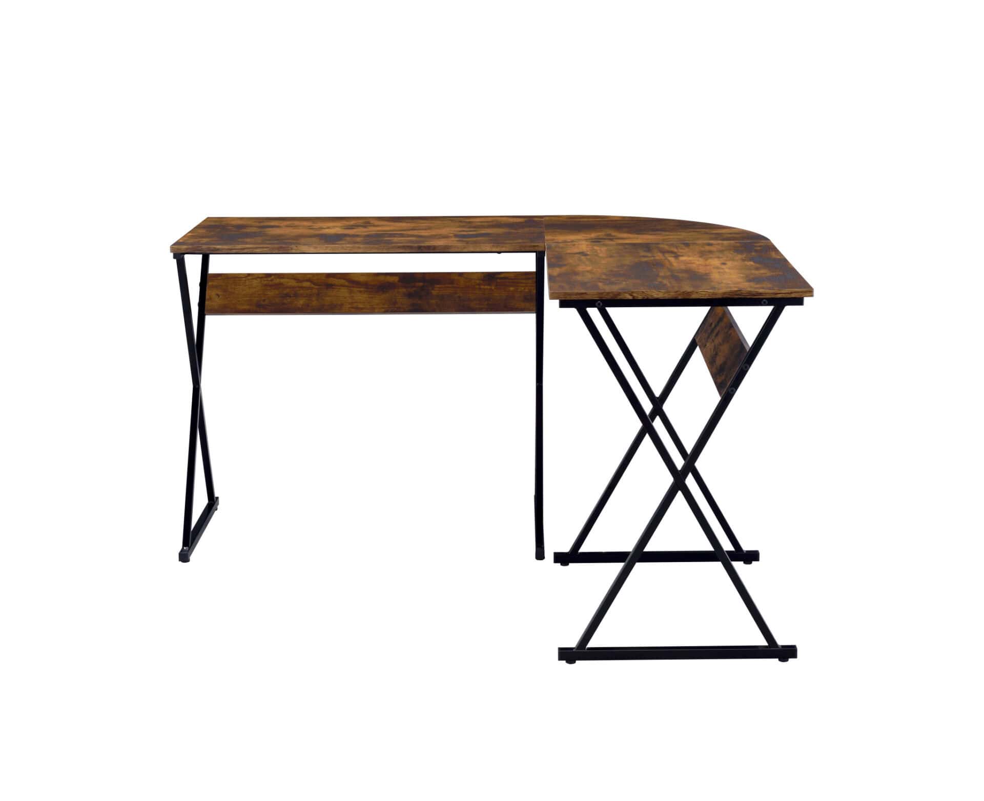 50 Inch Brown and Black L Shaped Writing Desk 3 50 Inch Brown and Black L Shaped Writing Desk - Image 3