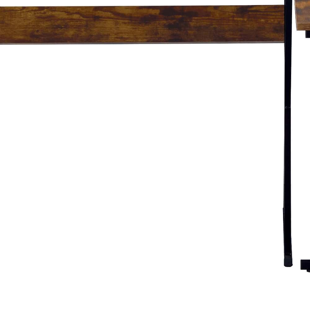 50 Inch Brown and Black L Shaped Writing Desk 4 50 Inch Brown and Black L Shaped Writing Desk - Image 4