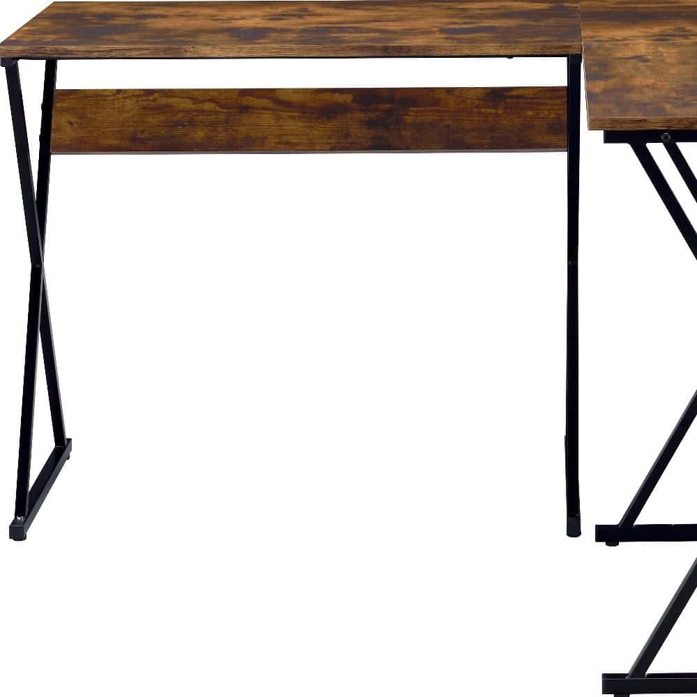 50 Inch Brown and Black L Shaped Writing Desk 5 50 Inch Brown and Black L Shaped Writing Desk - Image 5