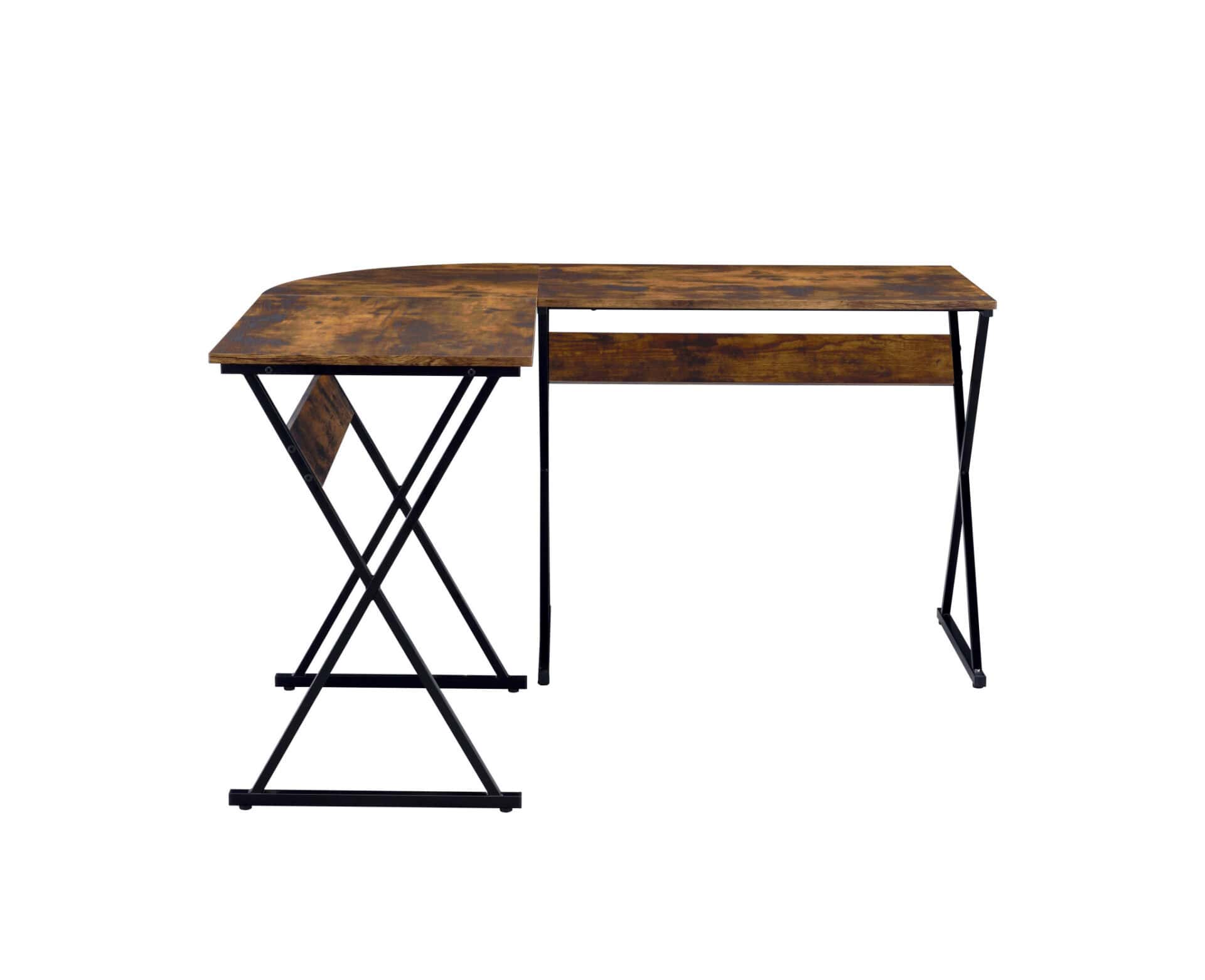 50 Inch Brown and Black L Shaped Writing Desk 2 50 Inch Brown and Black L Shaped Writing Desk - Image 2