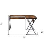 50 Inch Brown and Black L Shaped Writing Desk 12 50 Inch Brown and Black L Shaped Writing Desk