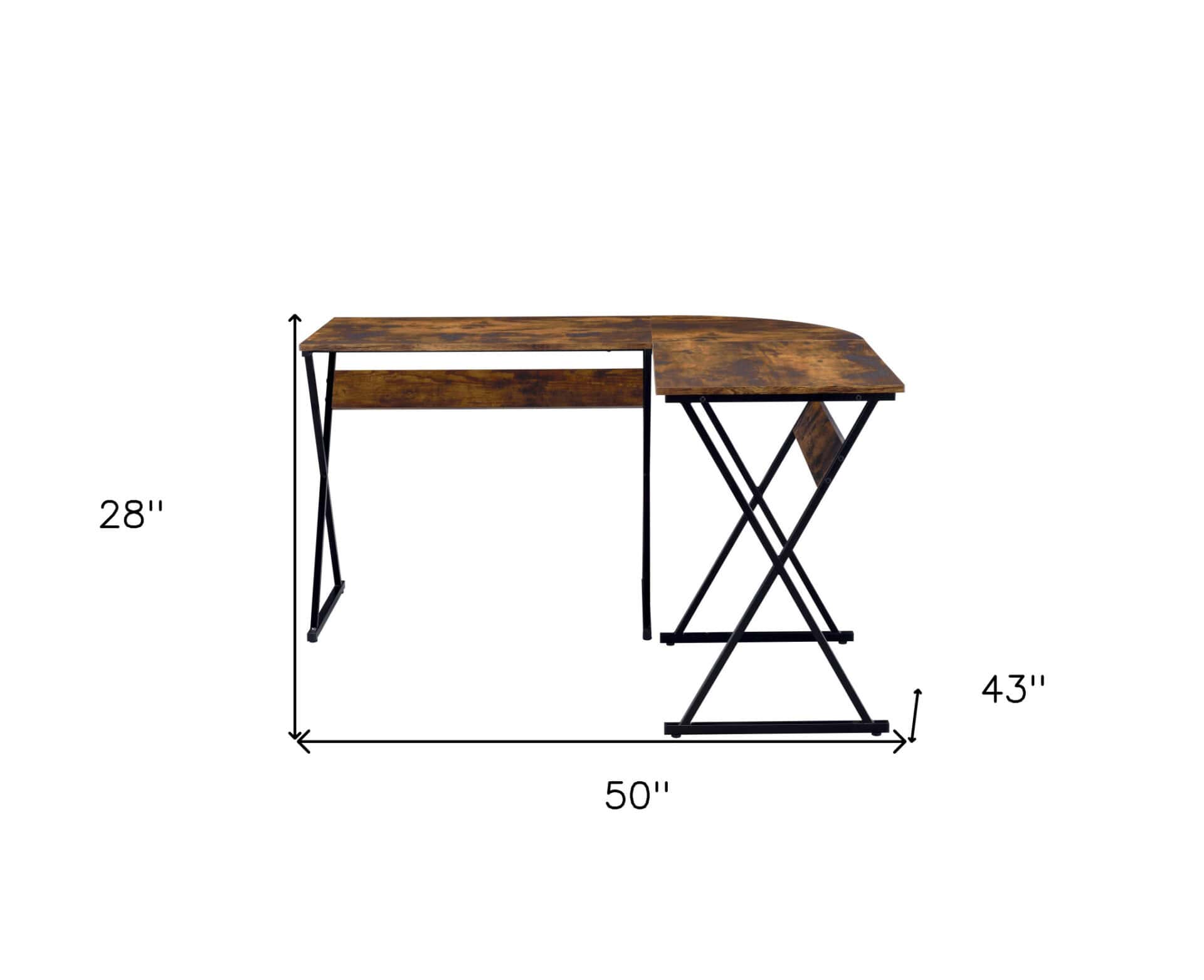 50 Inch Brown and Black L Shaped Writing Desk 6 50 Inch Brown and Black L Shaped Writing Desk - Image 6