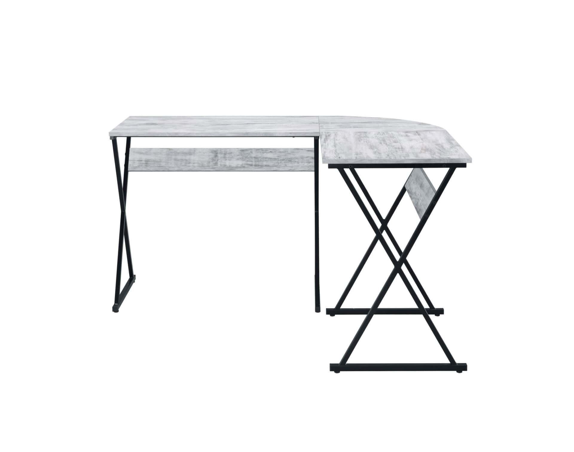 Antiqued White and Black L Shaped Writing Desk 50 Inch 3 Antiqued White and Black L Shaped Writing Desk 50 Inch - Image 3