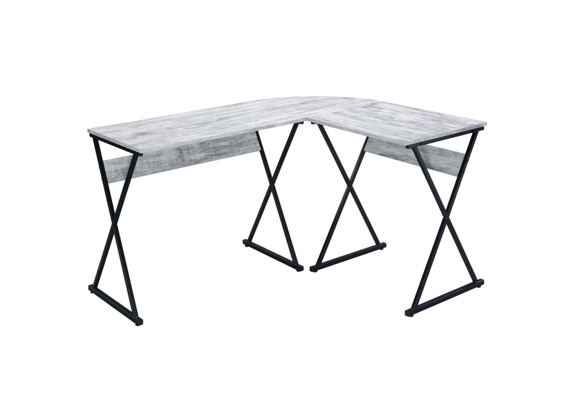 Antiqued White and Black L Shaped Writing Desk 50 Inch 2 Antiqued White and Black L Shaped Writing Desk 50 Inch - Image 2