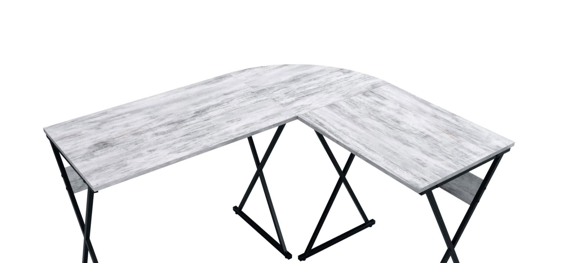 Antiqued White and Black L Shaped Writing Desk 50 Inch 4 Antiqued White and Black L Shaped Writing Desk 50 Inch - Image 4