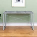 Gray and Black 47-Inch Industrial Writing Desk with Faux Concrete 7 Gray and Black 47-Inch Industrial Writing Desk with Faux Concrete