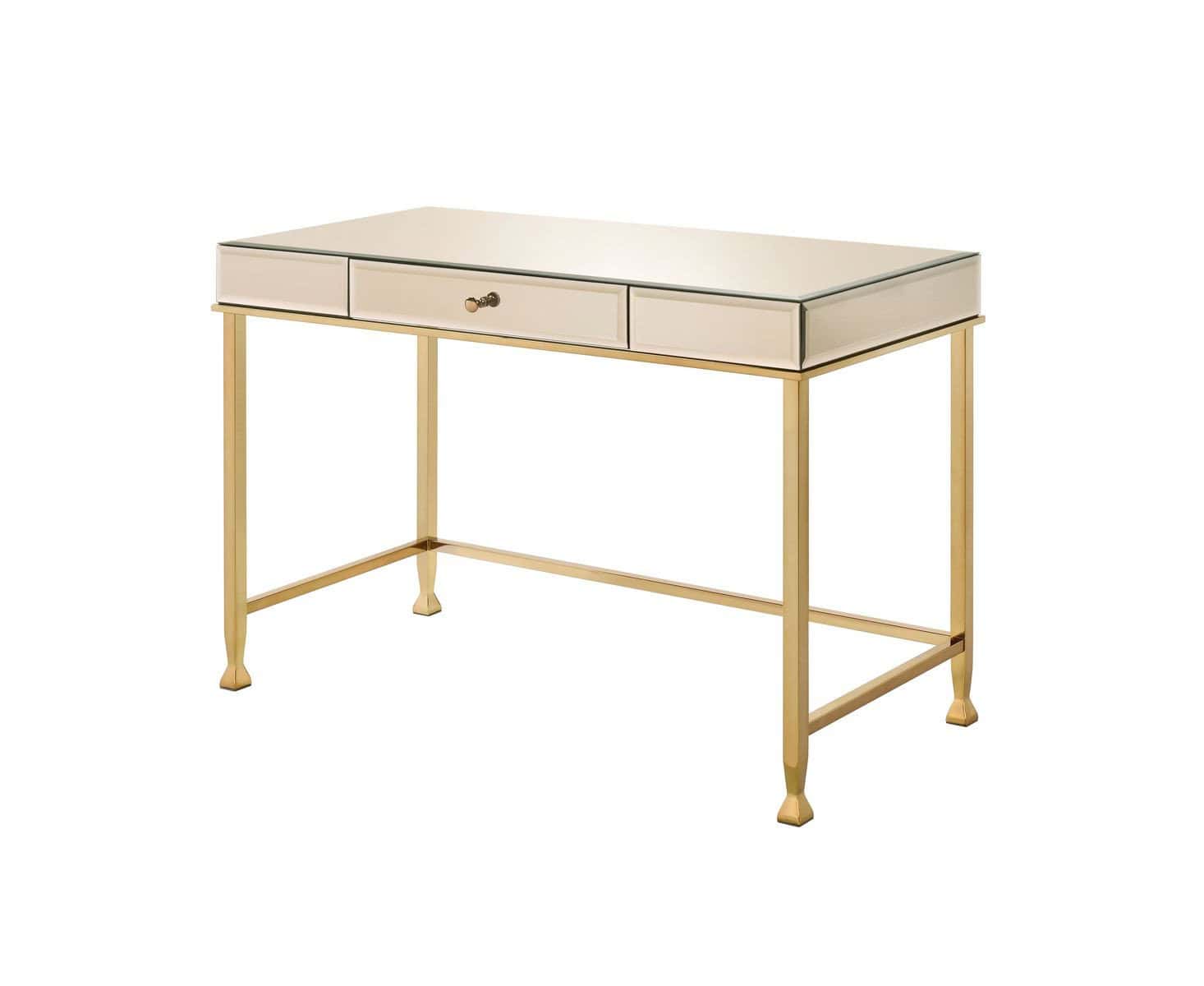 Champagne Mirrored Writing Desk with Drawer, 42 Inches Wide 3 Champagne Mirrored Writing Desk with Drawer, 42 Inches Wide - Image 3