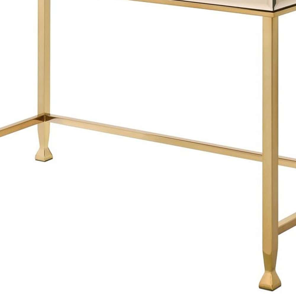 Champagne Mirrored Writing Desk with Drawer, 42 Inches Wide 4 Champagne Mirrored Writing Desk with Drawer, 42 Inches Wide - Image 4