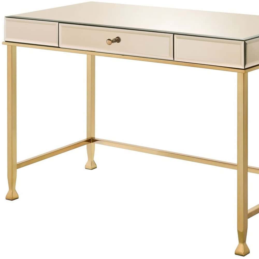 Champagne Mirrored Writing Desk with Drawer, 42 Inches Wide 5 Champagne Mirrored Writing Desk with Drawer, 42 Inches Wide - Image 5