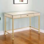 Champagne Mirrored Writing Desk with Drawer, 42 Inches Wide 7 Champagne Mirrored Writing Desk with Drawer, 42 Inches Wide