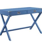 42 Inch Blue Writing Desk With Two Storage Drawers 7 42 Inch Blue Writing Desk With Two Storage Drawers