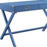 42 Inch Blue Writing Desk With Two Storage Drawers 9 42 Inch Blue Writing Desk With Two Storage Drawers