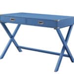 42 Inch Blue Writing Desk With Two Storage Drawers 8 42 Inch Blue Writing Desk With Two Storage Drawers