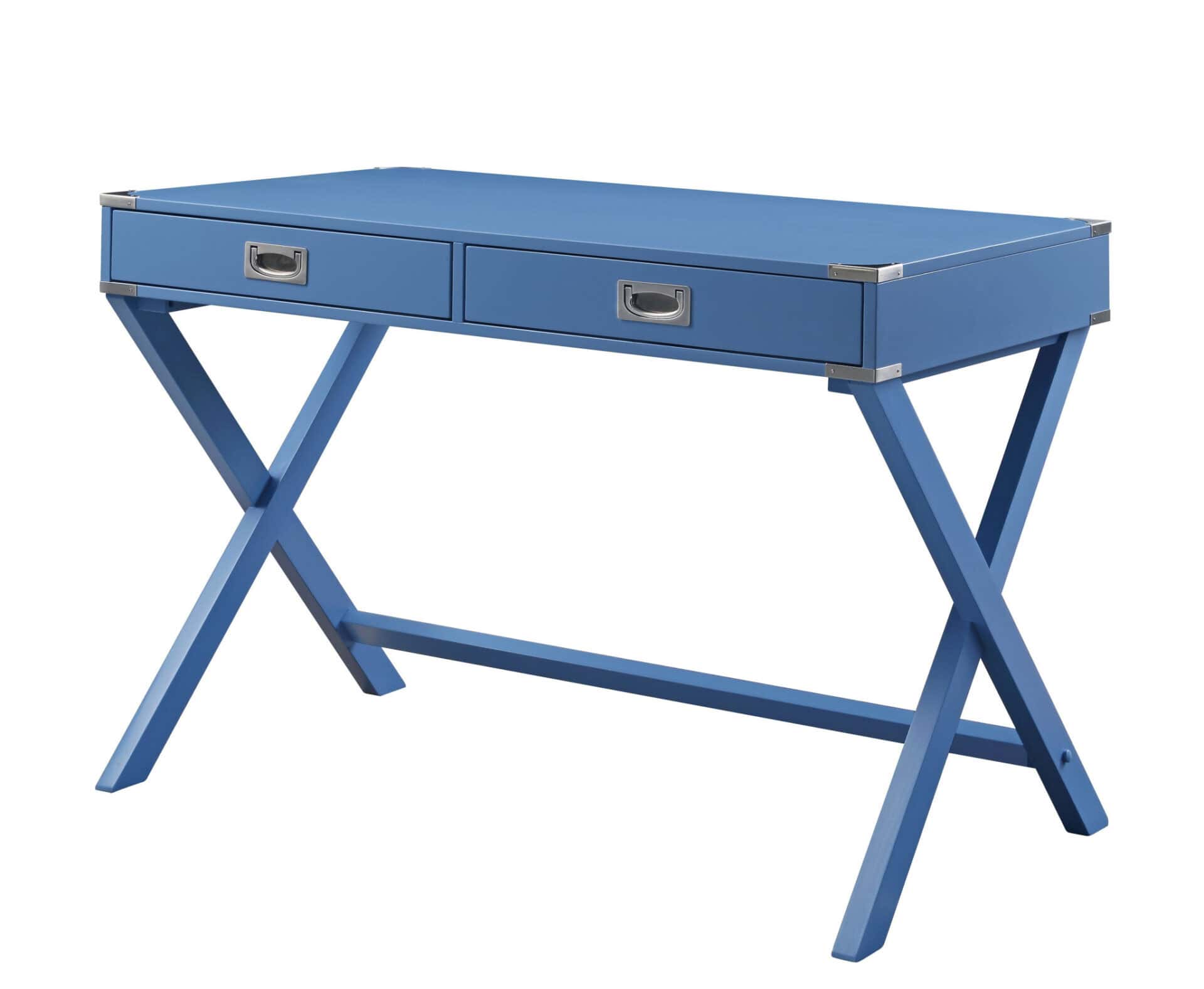 42 Inch Blue Writing Desk With Two Storage Drawers 3 42 Inch Blue Writing Desk With Two Storage Drawers - Image 3