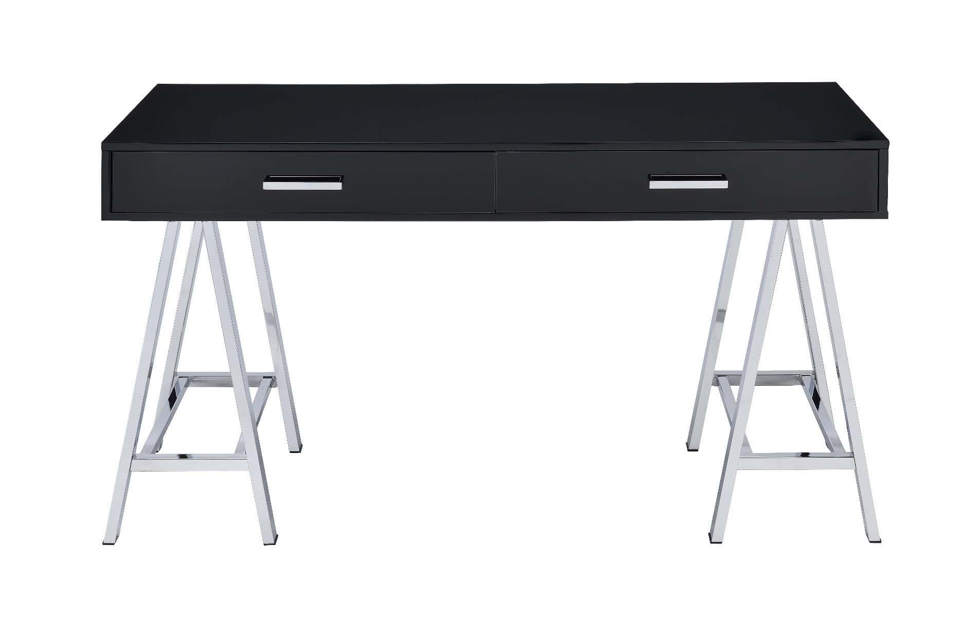 Black and Silver Writing Desk With Two Drawers and USB 2 Black and Silver Writing Desk With Two Drawers and USB - Image 2
