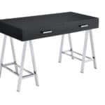 Black and Silver Writing Desk With Two Drawers and USB 10 Black and Silver Writing Desk With Two Drawers and USB