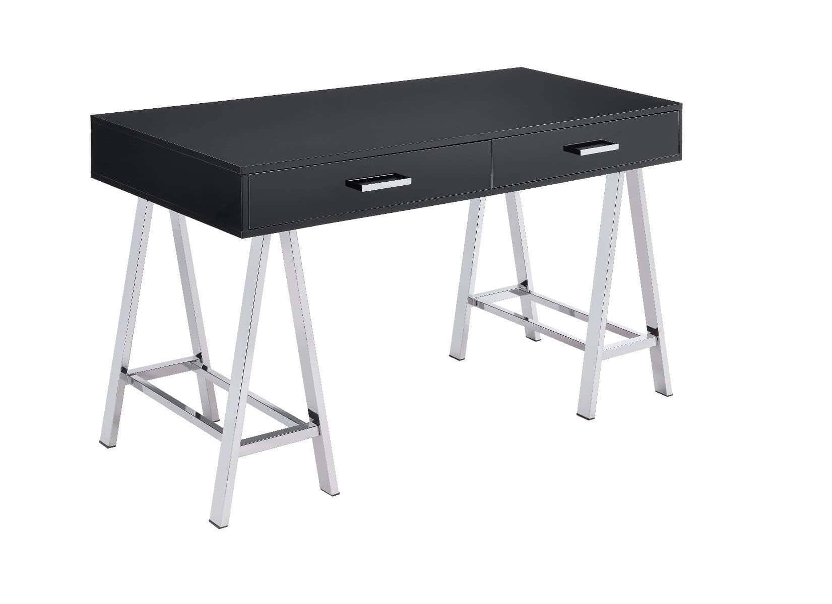 Black and Silver Writing Desk With Two Drawers and USB 4 Black and Silver Writing Desk With Two Drawers and USB - Image 4