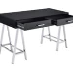 Black and Silver Writing Desk With Two Drawers and USB 9 Black and Silver Writing Desk With Two Drawers and USB