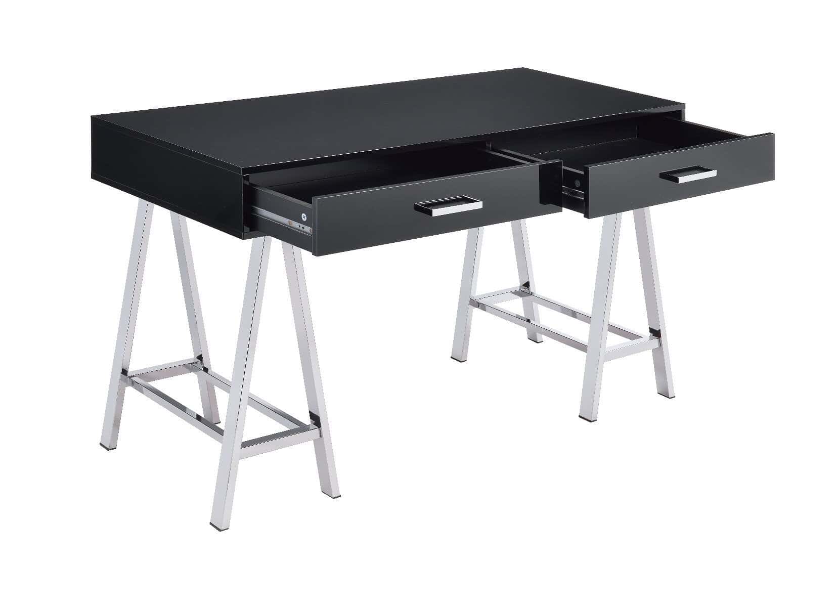 Black and Silver Writing Desk With Two Drawers and USB 3 Black and Silver Writing Desk With Two Drawers and USB - Image 3