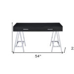 Black and Silver Writing Desk With Two Drawers and USB 12 Black and Silver Writing Desk With Two Drawers and USB