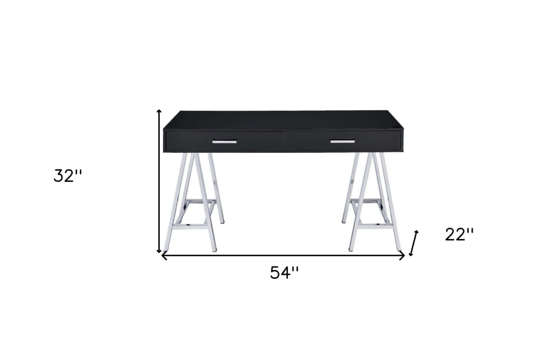 Black and Silver Writing Desk With Two Drawers and USB 6 Black and Silver Writing Desk With Two Drawers and USB - Image 6