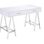 White and Silver Writing Desk With Two Drawers and USB 8 White and Silver Writing Desk With Two Drawers and USB
