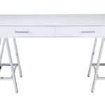 White and Silver Writing Desk With Two Drawers and USB 7 White and Silver Writing Desk With Two Drawers and USB