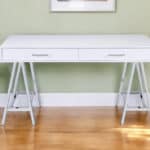 White and Silver Writing Desk With Two Drawers and USB 6 White and Silver Writing Desk With Two Drawers and USB