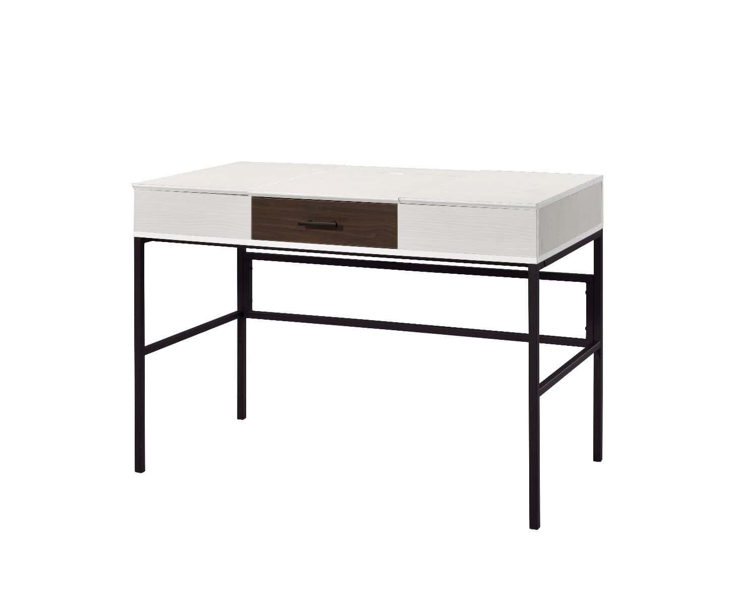 42 Inch White and Black Writing Desk with Drawer 1 42 Inch White and Black Writing Desk with Drawer
