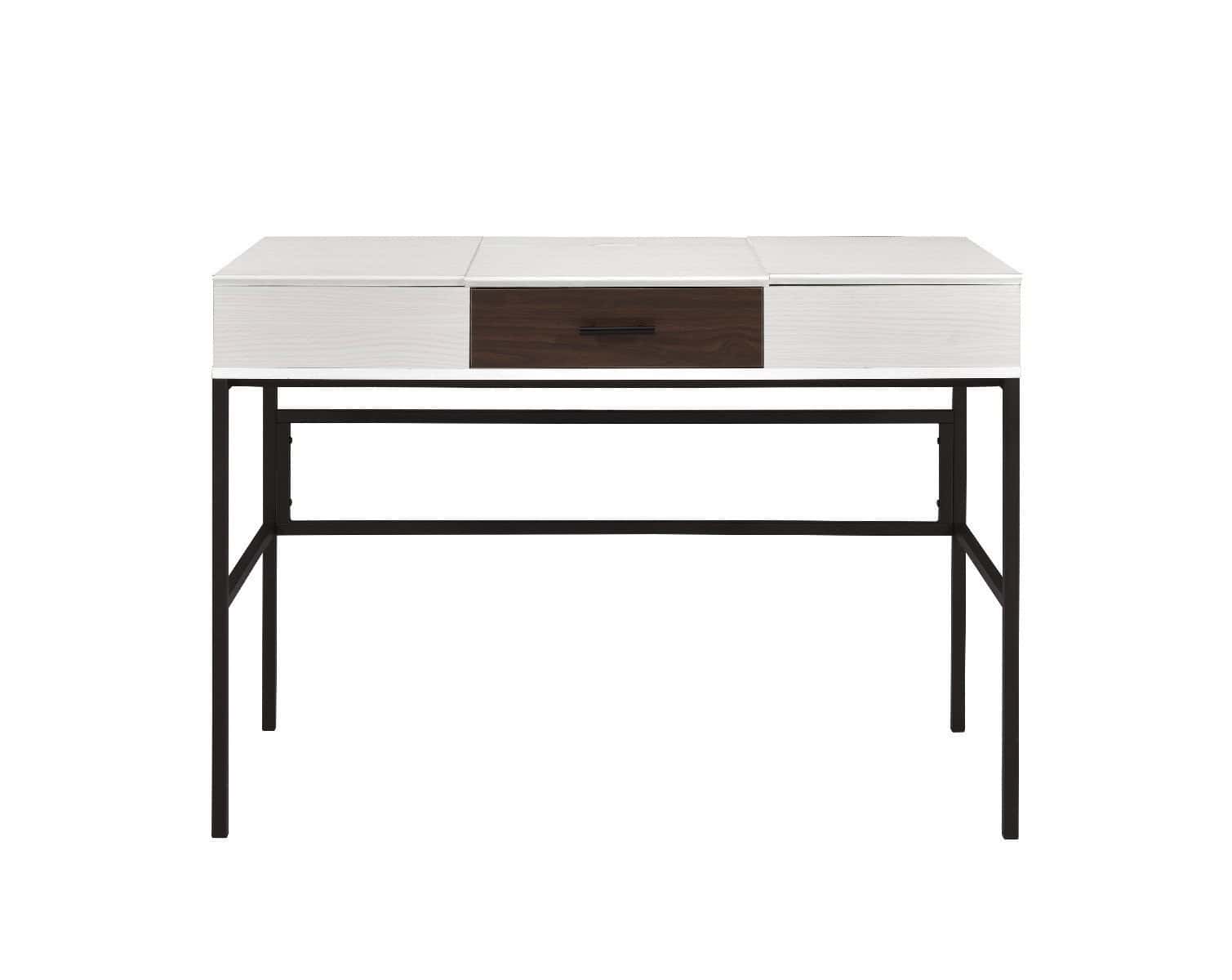 42 Inch White and Black Writing Desk with Drawer 2 42 Inch White and Black Writing Desk with Drawer - Image 2
