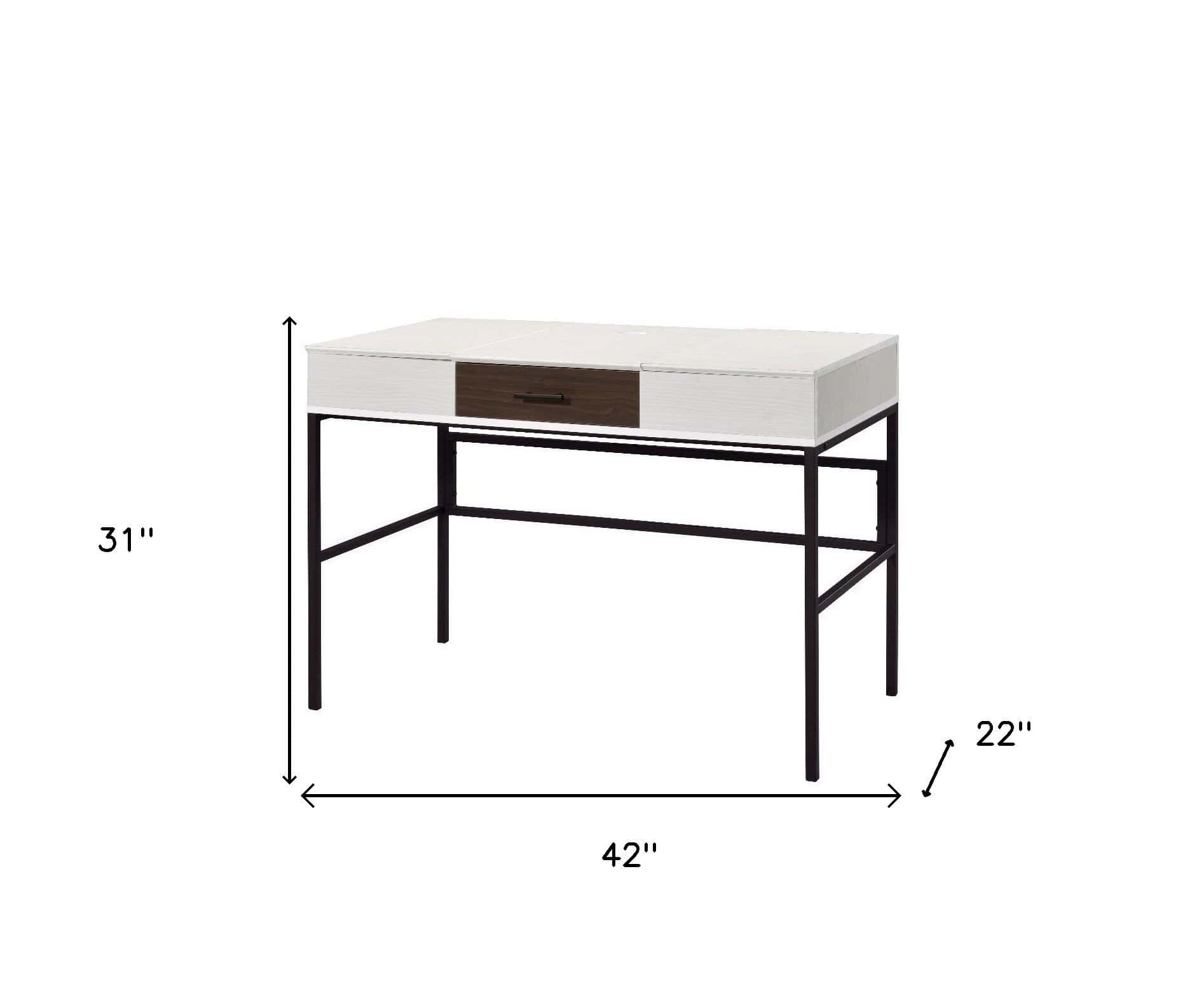 42 Inch White and Black Writing Desk with Drawer 7 42 Inch White and Black Writing Desk with Drawer - Image 7