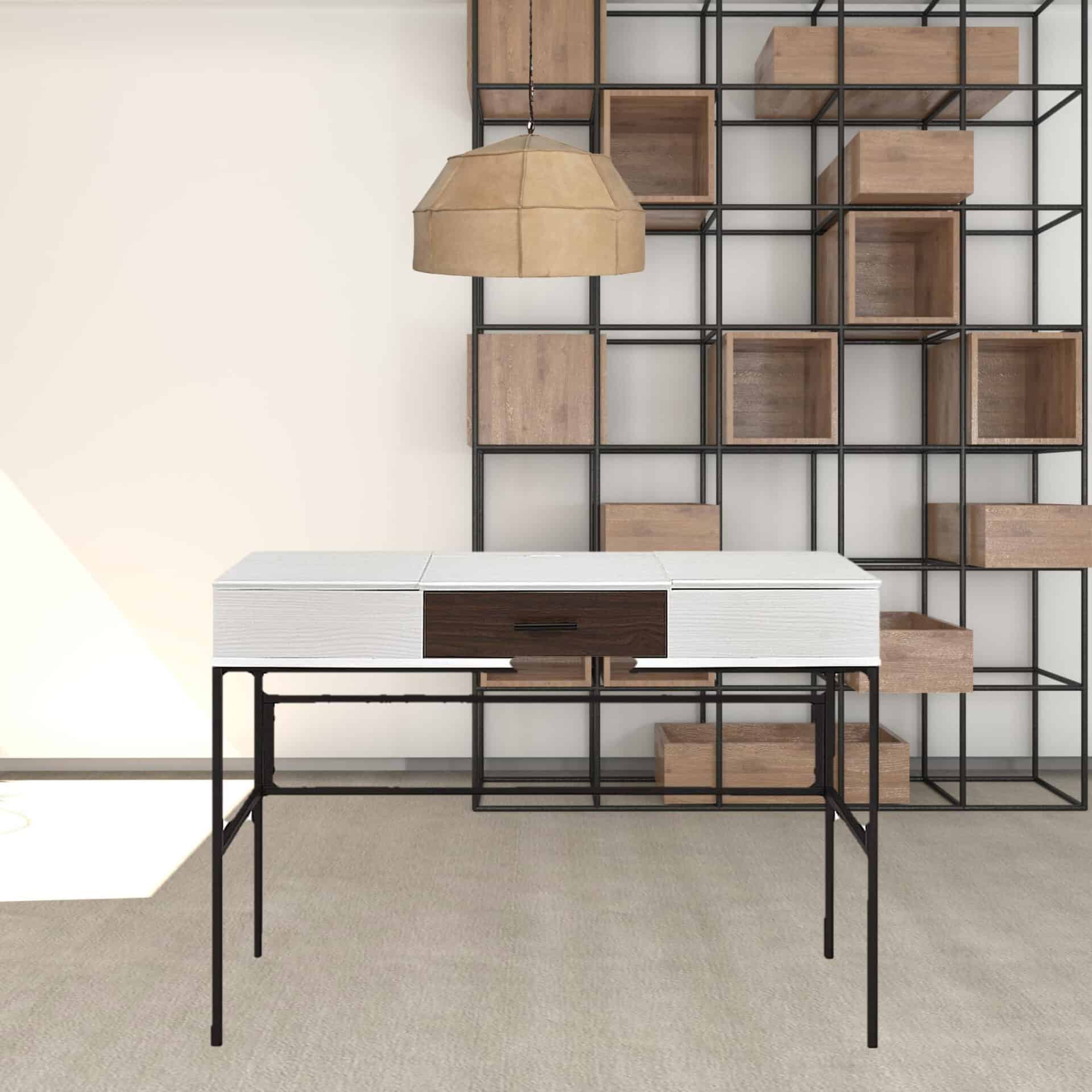 42 Inch White and Black Writing Desk with Drawer 3 42 Inch White and Black Writing Desk with Drawer - Image 3