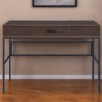 42 Inch Brown and Black Writing Desk with USB Port 7 42 Inch Brown and Black Writing Desk with USB Port
