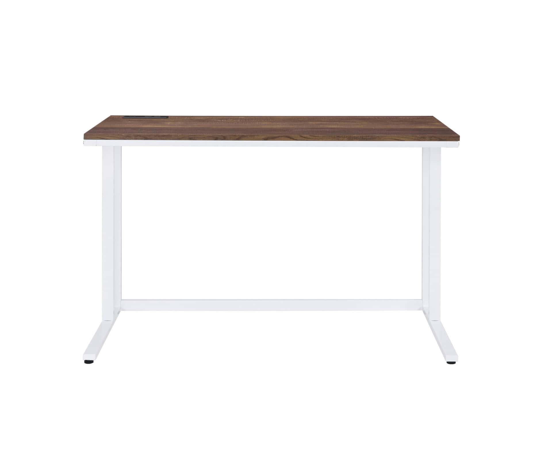 47 Inch Brown and White Rectangular Writing Desk with USB 3 47 Inch Brown and White Rectangular Writing Desk with USB - Image 3