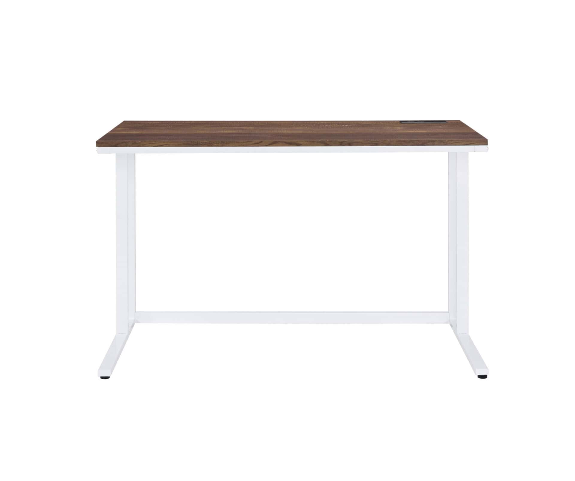 47 Inch Brown and White Rectangular Writing Desk with USB 2 47 Inch Brown and White Rectangular Writing Desk with USB - Image 2