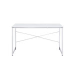47 Inch White and Silver Rectangular Writing Desk