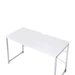 47 Inch White and Silver Rectangular Writing Desk