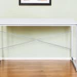 47 Inch White and Silver Rectangular Writing Desk