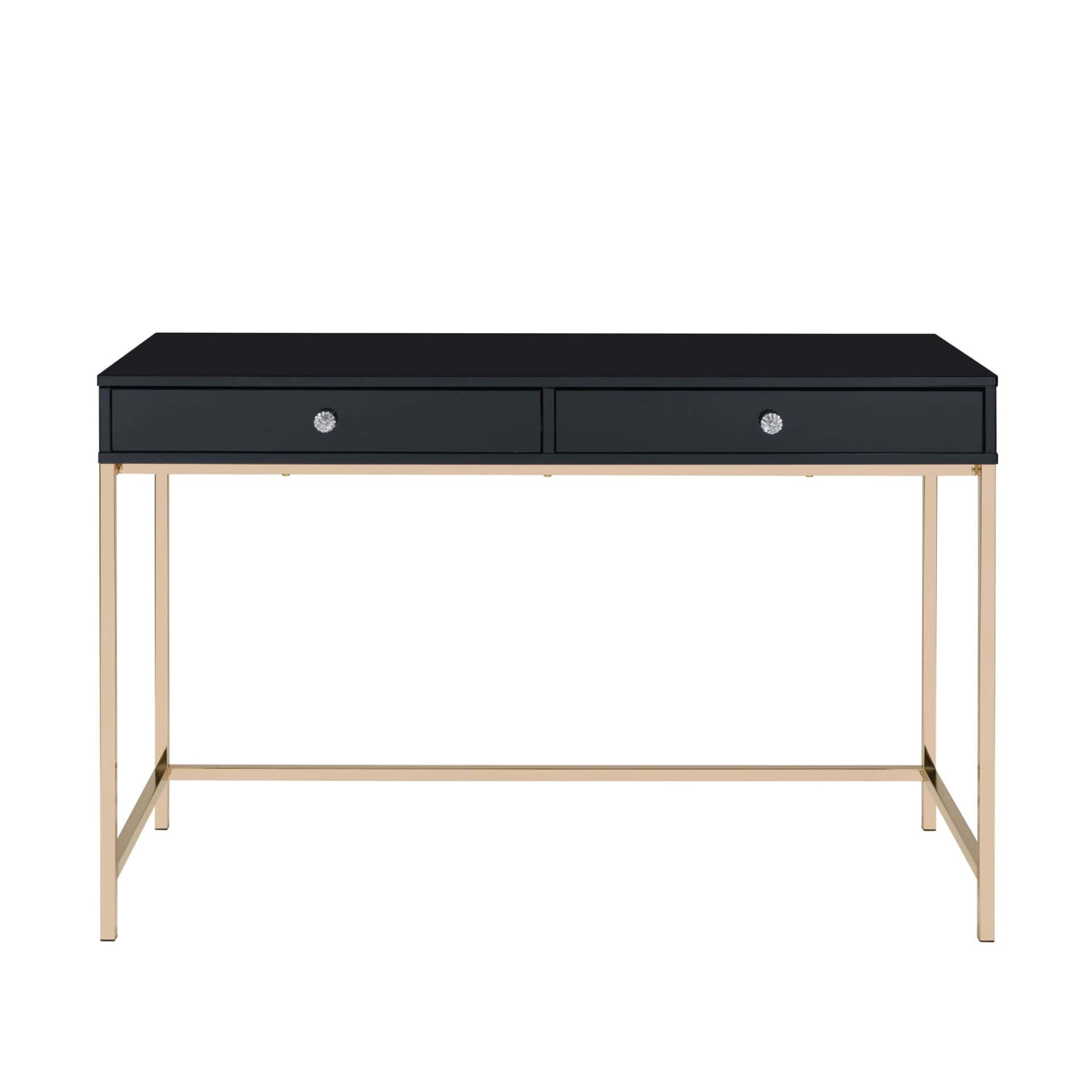Black and Gold Writing Desk With Two Drawers 47-Inch 2 Black and Gold Writing Desk With Two Drawers 47-Inch - Image 2