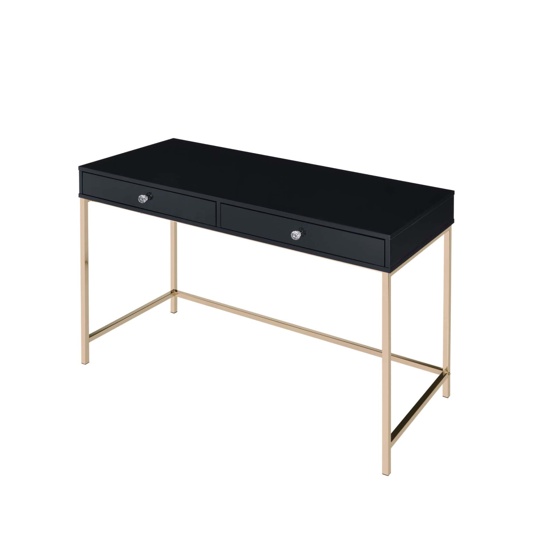 Black and Gold Writing Desk With Two Drawers 47-Inch 3 Black and Gold Writing Desk With Two Drawers 47-Inch - Image 3